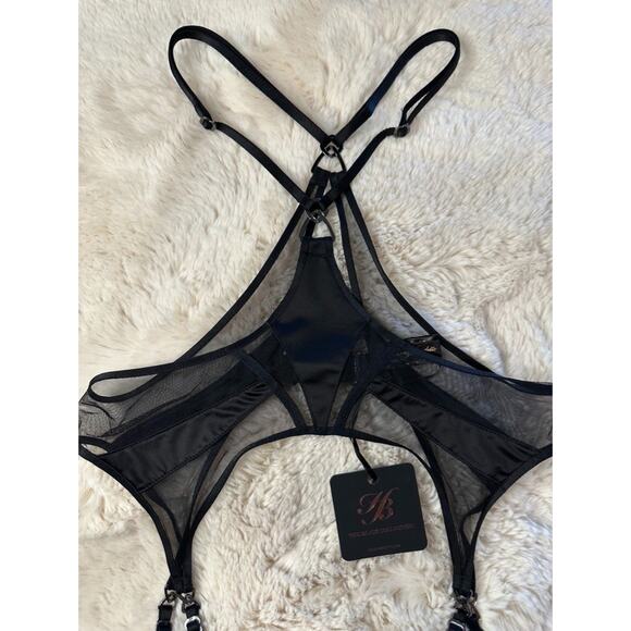 RARE🔥 Honey Birdette VESNA🖤 Black Mesh Panel Suspender Medium - Picture 3 of 5